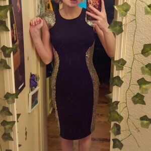 Black with silver sequin bodycon dress